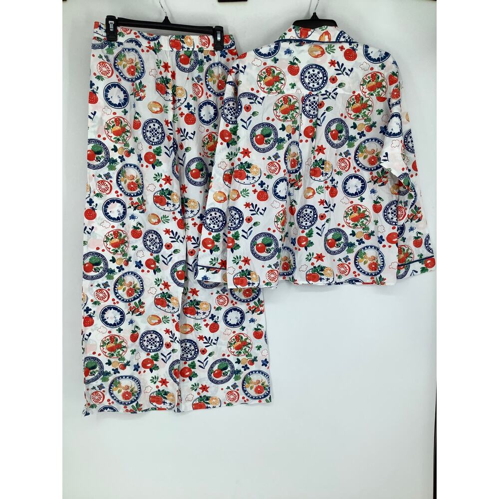 Anthropologie Women's Small Ivory Printed LyreBird Cloud Long PJ Set K16-7 - Picture 5 of 8